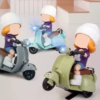 Развлечения Многоцветный Симпатичный Не Деформирующийся Вращающийся Качающийся Электрический Трюковой Мотоцикл Игрушка бежевый