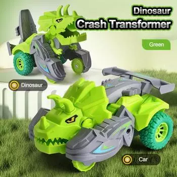 Развлечения Забавный Безопасный Милый Детский Инерционный Динозавр Игрушечный Автомобиль Трансформер зелёный