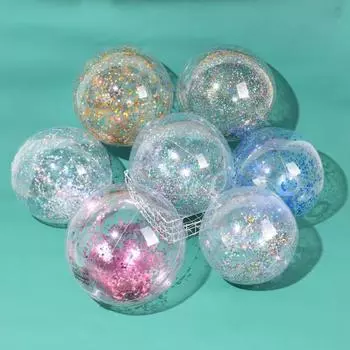 Развлекательная эластичная надувная игрушка с блестками без заусенцев, пляжная игрушка, вода L серебряный