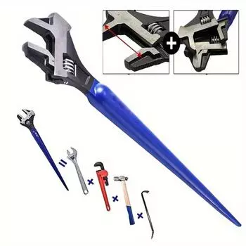 Разводной ключ 4-в-1, 16 дюймов/405 мм, разводной ключ с реверсивной губкой, функцией молотковой головки и трубного ключа 16in/405mm