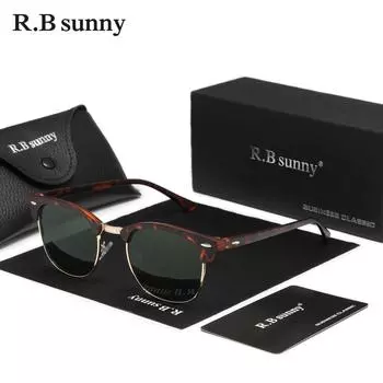 RBsunny Fashion HD Mirror Lens Солнцезащитные очки мужские для вождения на открытом воздухе поляризованные очки UV400 круглые женские очки из сплава ПК