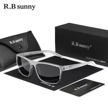 RBsunny Новые модные черные солнцезащитные очки мужские прямоугольные поляризованные очки с защитой от УФ-излучения 400, спортивные женские матовые очки для отдыха на природе