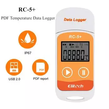 RC-5+ Temperature Data Logger PDF Report USB Data Recorder Temp Datalogger Upgrade for Refrigeration Cold Chain Transport Labs