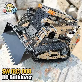 RC Бульдозер DIY из нержавеющей стали, собранный SW (RC) 008 Гусеничный грузовик 2.4G пульт дистанционного управления 10 каналов головоломка строительные блоки игрушки