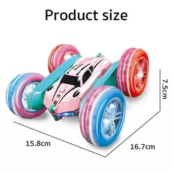 RC Cars Pink Remote Control Car 2.4 GHZ Двусторонняя RC Stunt Car Вращающаяся на 360° Машинка с дистанционным управлением и фарами Игрушки для детей на день рождения розовый
