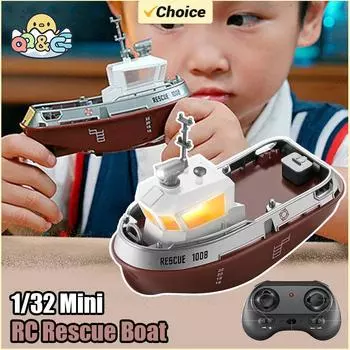 RC лодка 1/32 пульт дистанционного управления мини спасательная лодка с двумя моторами водонепроницаемый гоночный корабль с дистанционным управлением 2.4G водный катер игрушки для мальчиков подарки