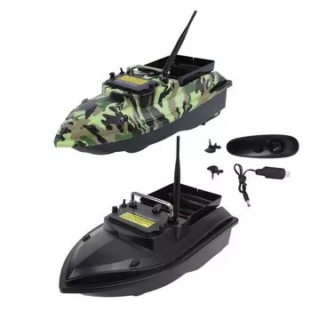 RC лодка для ловли приманки 500 м с дистанционным управлением, двухмоторная автоматическая навигация, RC лодка для ловли приманки с ночной подсветкой Black