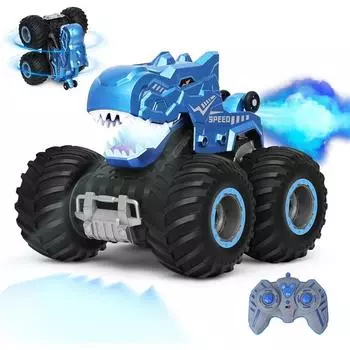 RC Monster Trucks Быстрые автомобили с дистанционным управлением для мальчиков Механический игрушечный автомобиль-динозавр с улучшенными вездеходными колесами, фарами и распылителем