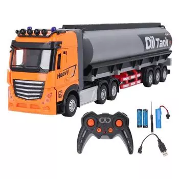 RC Oil Tanker Trailer Toy 9CH Musical Alloy Educational Открывающаяся дверь Дистанционное управление Грузовик Топливный прицеп