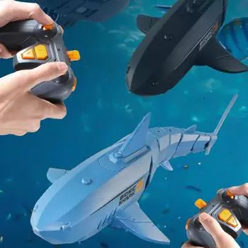 RC Shark 2,4G Электрический пульт дистанционного управления Животные Ванна Бассейн Электрические игрушки для детей Мальчики Детские крутые вещи Акулы Подводная лодка чёрный