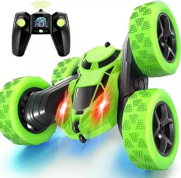 RC трюковая машинка для детей, двухсторонняя, флип, 2.4G, дистанционное управление, вращение на 360 градусов, внедорожный дрифт, радиоуправляемая машинка, подарки для детей, взрослых, мальчиков зелёный