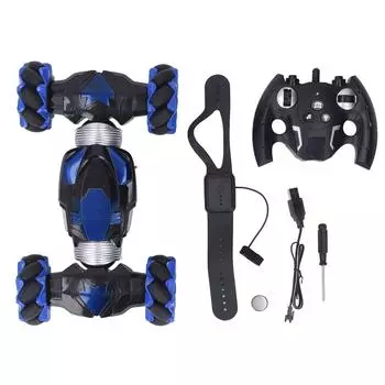 RC трюковая машинка сильная мощность смешная 1200 мАч с подсветкой музыка вращающийся RC гусеничный для подарка синий