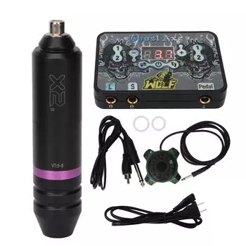 RCA Cartridge Tattoo Machine Kit Liner Shader 1.518V Adjustable Tattoo Power Supply Kit Black US Plug