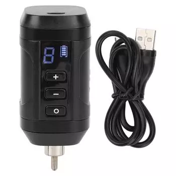 RCA Источник питания для татуировки Беспроводной USB 1800 мАч ЖК-дисплей Регулируемая скорость Легкая батарея для ручки для татуировки чёрный