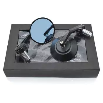 RCRBT Универсальное зеркало для велосипеда, зеркало на руль, мотоцикл, ретро, черное, совместимо с YAMAHA, SUZUKI, HONDA NC700, Kawasaki, антибликовое, MT-07, MT-03, GSX-S1000F чёрный