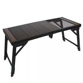 RcrCamp Panel Folding Table IGT Compatible Wood Aluminum Table Camping Table Outdoor Table Roll Table Folding Compact Panel Table Table Low Table High