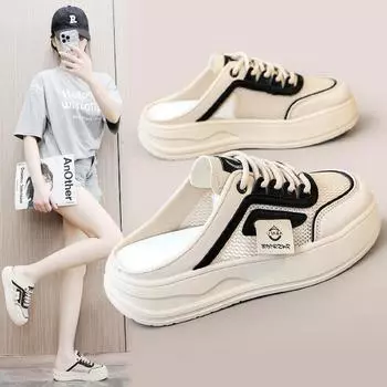 Rd1906 новые сетчатые полутапочки, летние полые дышащие повседневные тапочки на толстой подошве, сандалии, обувь для доски 35