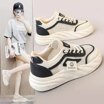 Rd5812 Новые сетчатые белые туфли женские летние сетчатые туфли на платформе дышащие и носимые увеличивающие рост женские туфли для отдыха и спорта 35