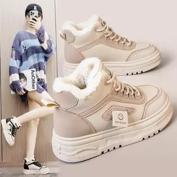 RD7343 Женские зимние ботинки средней высоты из бархата с цветными блоками, корейская версия осень/зима 2024 года. 39 чёрный