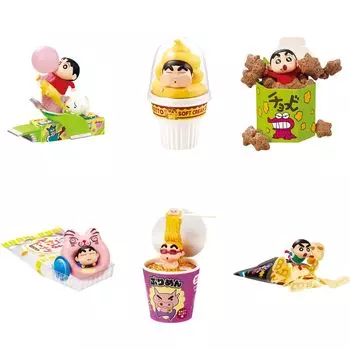 Re-ment Crayon Shin-chan Довольная фигурка ~ Это вечеринка с закусками ~ 1 КОРОБКА Приблизительно В130 x Ш70 x Г70 мм Изготовлено из ПВХ, АБС, ПЭТ