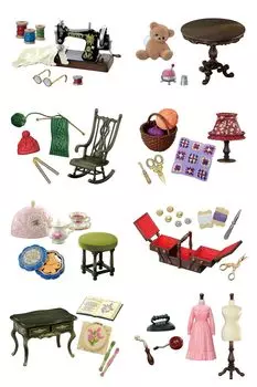 Re-ment Petit Sample Series Бабушкина комната для рукоделия 1 КОРОБКА Приблизительно В115 x Ш70 x Г60 мм Изготовлен из ПВХ, АБС