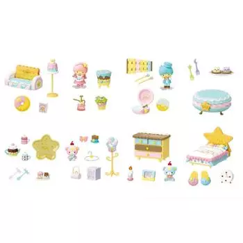 Re-ment Sanrio LittleTwinStars ПАСТЕЛЬНАЯ КОМНАТА ДЛЯ СЛАДОСТЕЙ 1 КОРОБКА Приблизительно В115 x Ш70 x Г50 мм Изготовлен из ПВХ и АБС