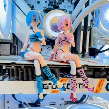 RE: ZERO - Начинаем жизнь в другом мире Рем и Рам Декоративная фигурка для рабочего стола, декора корпуса компьютера и дисплея Leopard print, pink Ram