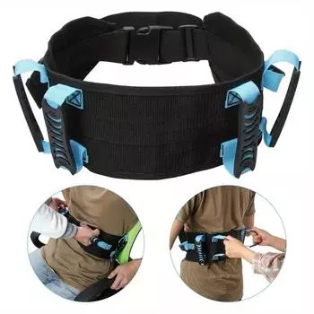 Реабилитационный пояс для ходьбы Waist Traction Bel с ручками и ножными петлями, используемый для помощи в перемещении людей с заболеваниями нижних конечностей синий