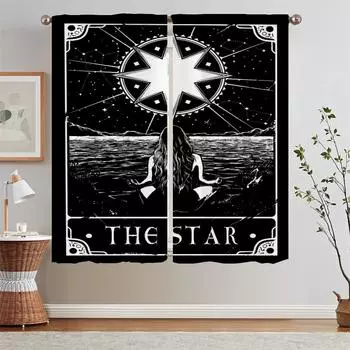 Read the Tarot Cards Blackout Tulle in Kitchen Curtains Cheap Things With Free Shipping for Home Chiffon Curtain Tiebacks Curls W50xH70cmx2pcs-CL