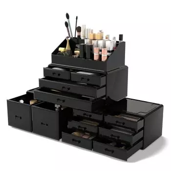 Readaeer Cosmetic Storage Cosmetic Extra Large Makeup Хранение косметики Косметика 4 яруса Коробка, Хранение, Емкость, Кейс, Коробка, Кейс, Держатель, (черный) чёрный
