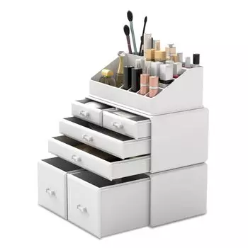 Readaeer Cosmetic Storage Cosmetic Large Makeup Makeup Makeup Storage 3 Tiers for Cosmetics Box, Storage, Capacity, Case, Box, Case, (White)
