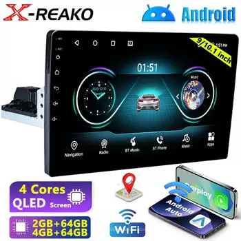 REAKOSOUND 1 Din 9/10 дюймов Carplay Android автомобильный радиоприемник 4-64G Qled экран зеркальная связь 4 CORE BT автомобильный радиоприемник авторадио мультимедийный плеер