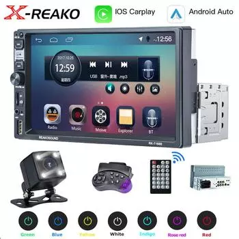 REAKOSOUND 1 Din Carplay Автомобильный радиоприемник Bluetooth Авторадио 7 дюймов MP5 Аудио-Видеоплеер FM-радио Сенсорный экран TF SD 1Din USB with 4led swc