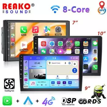 REAKOSOUND 2 Din Android 4G Беспроводной CarPlay Android Авто Радио универсальный 7/9/10 стерео крутой вентилятор GPS мультимедийный плеер 10 inch 6-128