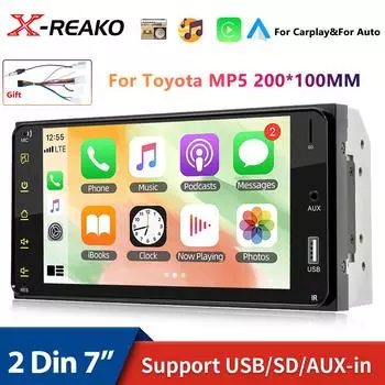 REAKOSOUND 7 для Toyota MP5 2din USB Carplay Авто Радио Мультимедийный плеер MirrorLink HD Автомобильный аудио FM стерео BT размер 200*100 мм MP5