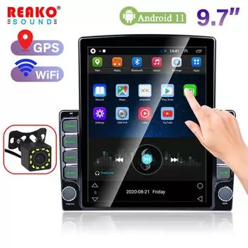 REAKOSOUND 9,7-дюймовый 2 Din Android 11.0 Автомобильный радиоприемник Автомобильный мультимедийный видеоплеер Универсальный 2DIN GPS-навигатор HD с сенсорным экраном с Bluetooth WiFi