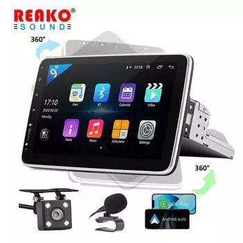REAKOSOUND Android 11 Универсальный 1 Din автомобильный радиоприемник 9 дюймов с поворотом на 360 градусов CarPlay GPS Bluetooth-плеер видео автомобильный мультимедийный плеер 360C 9INCH 4led 1-16g