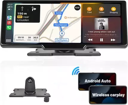 REAKOSOUND Беспроводная автомобильная стереосистема Carplay с Bluetooth и 9,3-дюймовым сенсорным экраном only size чёрный