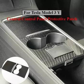 Real Carbon Fiber Center Console Cover Protector For Tesla Model 3 Y 2024-2024 Central Panel Sticker Auto Interior Accessories