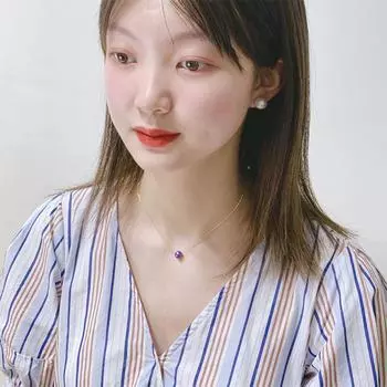 Real Freshwater Pearl Pendant Necklace 7 -8mm Round Purple Pearl 18k Gold Chain For Women Fine Jewelry