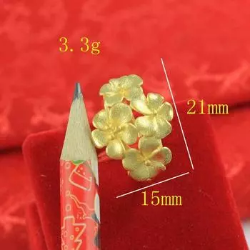 Real Gold Plated Ornament Women s Big Flower Ring Opening Copper Plating 24K Gold Vietnam Placer Gold Jewelry Fashion Wedding A134# Opening adjustable