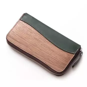 REAL Круглый кошелек на молнии NE [VARCO WOOD] (зеленый)