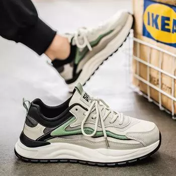 Real microfiber soft leather dad shoes men s shoes trend Korean version sports shoes fashion casual student skateboard shoes little white shoes 39