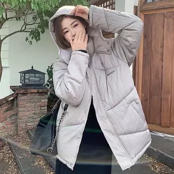 Реальная цена! Guochao ретро нейтральный стиль одежда женская зимняя теплая хлопковая подбитая одежда, хлебная одежда, толстое пальто S серый