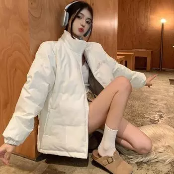 Реальная цена~ одежда на хлопковой подкладке, зимняя новая белая одежда, короткие куртки из искусственной кожи в стиле ретро на хлопковой подкладке, утепленные пальто. S белый