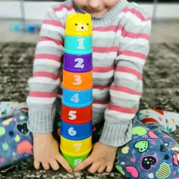 Реальные фигуры и буквы, детские развивающие игрушки, 9 шт., детские забавные штабелируемые чашки, игрушки, забавные радужные чашки, штабелирующая башня, мини-игрушка-медведь, подарки