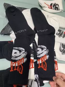 Реальные фото Одна пара черно-белых носков Мужские Женские Носки для баскетбола 25ss One Size