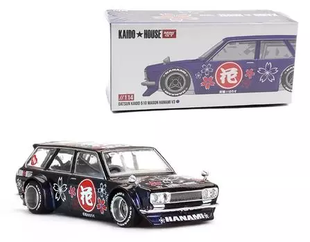 Реальный масштаб миниатюрной модели автомобиля Datsun KAIDO 510 Wagon Hanami V3 Magic Purple Limited Edition литой модели автомобиля Kaido House KHMG114 1/64