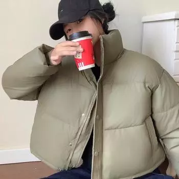Реальный выстрел новый пуховик женский зимняя короткая свободная повседневная куртка с капюшоном студенческая куртка-хлеб S белый