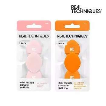 Real Techniques Mini Miracle Puff Trio (2 типа, выберите 1), Популярные корейские косметические товары Concealer Puff Trio